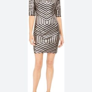 R&M Richards Metallic Silver and Black Dress